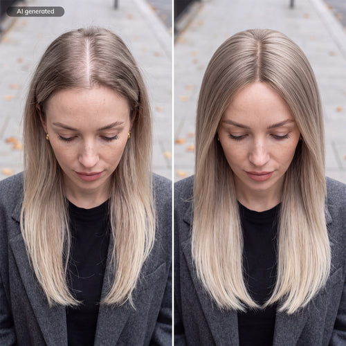 clip-in human hair topper her flow Clip Top - light grey/platinum ombre