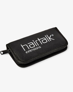 hairtalk black case with white logo
