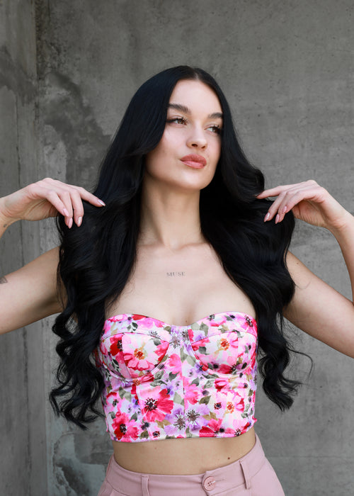 model with black hair extensions