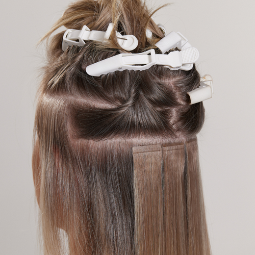 tape in hair extensions application - step 1