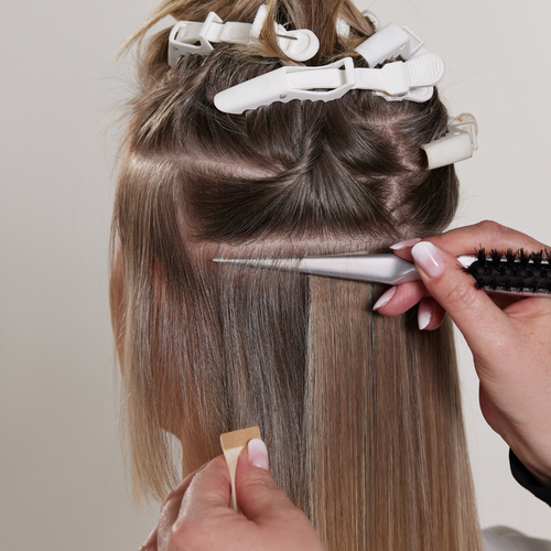 tape in hair extensions application - step 2