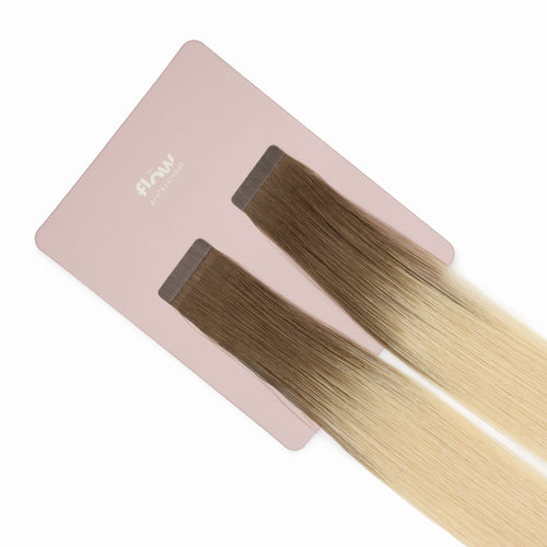 tejpfästen av äkta hår her flow STANDARD TAPE 3 CM – blond med mörk utväxt