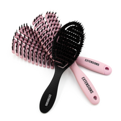 brushes with boar bristles for hair extensions - pink and black