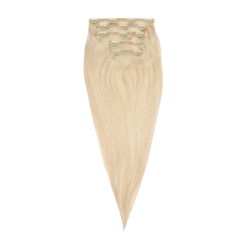 human hair clip in hair extensions color platinum