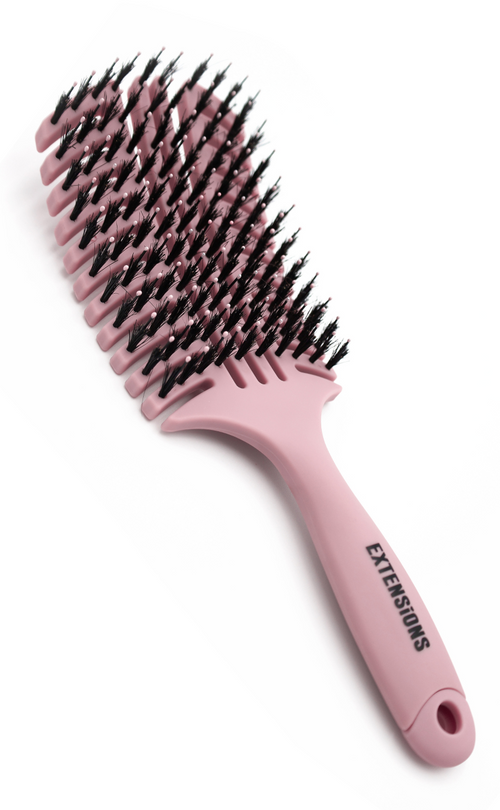 large pink brush for hair extensions with boar bristles