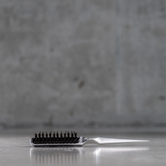 hairtalk mini hair brush with natural boar bristles - silver hair brush with spike