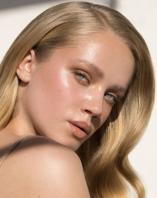 invisible tapes blond hair extensions model