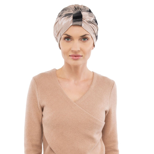 white-coffee libra head scarf - model