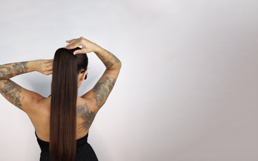 human hair ponytail on model