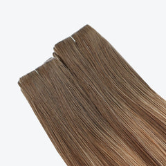 invisible tapes color rooted brown balayage