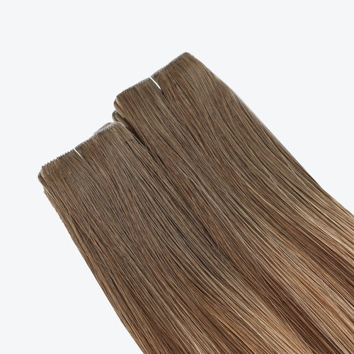 invisible tapes color rooted brown balayage