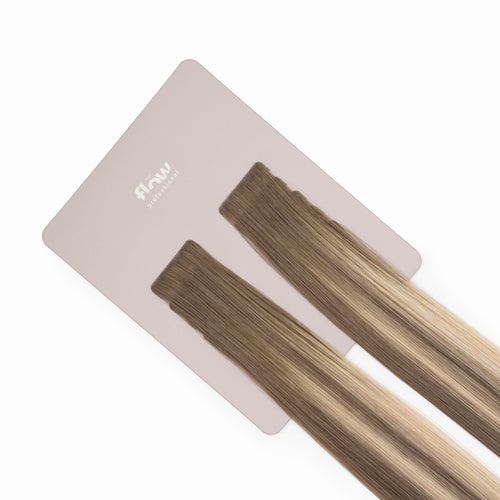 tejpade löshår av äkta hår her flow INVISIBLE TAPE 3 CM - grå balayage med mörkare botten
