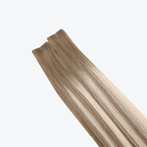 invisible tapes color rooted grey balayage