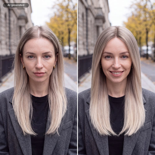 clip-in human hair topper her flow Clip Top - light grey/platinum ombre