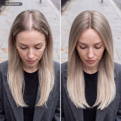 clip-in human hair topper her flow Clip Top - light grey/platinum ombre