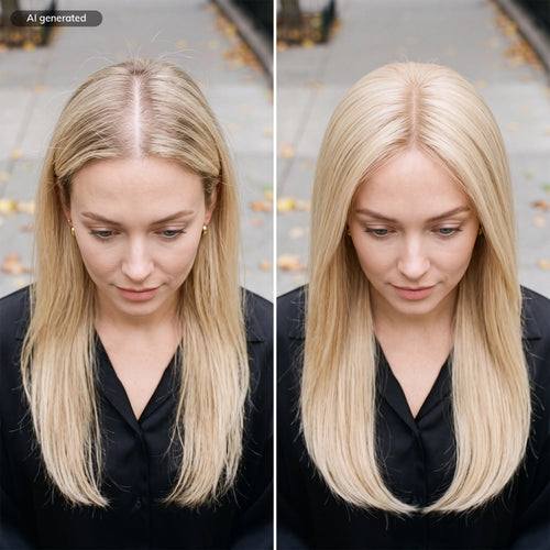 clip-in human hair topper her flow Clip Top - platinum