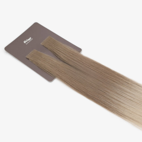 Her Flow Band auf natürlichen menschlichen Haarverlängerungen PRO TAPE 3 CM - Farbe LIGHT GREY/PLATINUM OMBRE