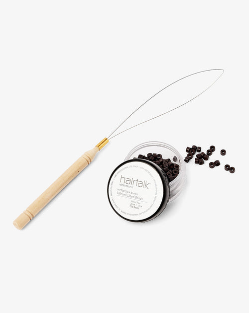 hairtalk looping tool with silicone line beads col. dark brown
