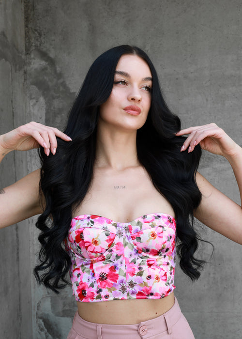 model with black hair extensions