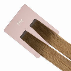 tejpfästen av äkta hår her flow STANDARD TAPE 3 CM – brun med mörk utväxt