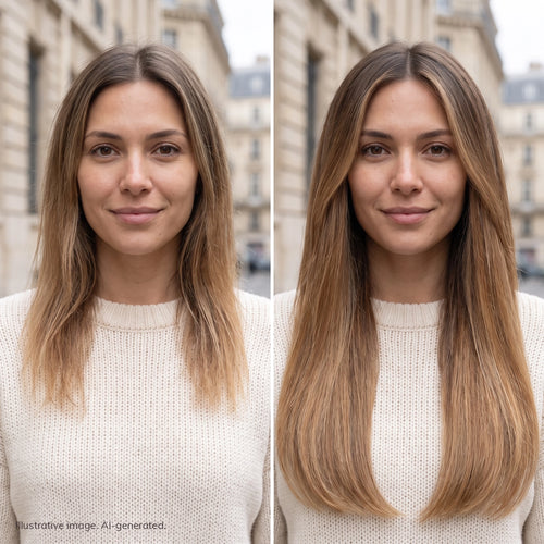 tape on human hair extensions her flow INVISIBLE TAPE 3 CM - rooted brown balayage