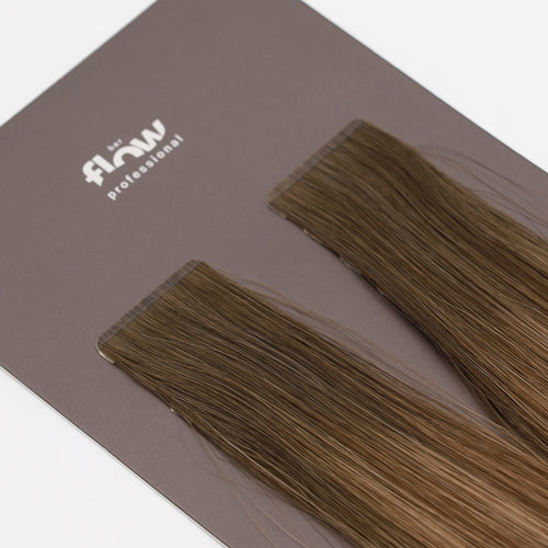 Her Flow Band auf natürliche menschliche Haarverlängerungen PRO TAPE 3 CM - Farbe ROOTED BROWN BALAYAGE