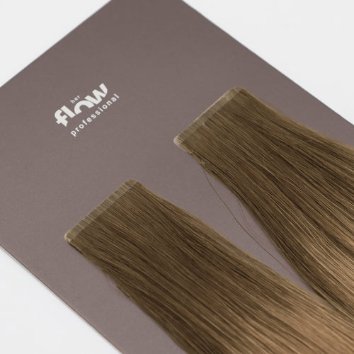Her Flow Band auf natürliche menschliche Haarverlängerungen PRO TAPE 3 CM - Farbe ROOTED BROWN