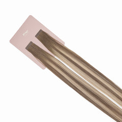 tejpfästen av äkta hår her flow STANDARD TAPE 3 CM – grå balayage med mörk utväxt