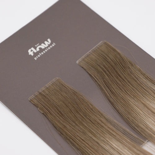 Her Flow Band auf natürliche menschliche Haarverlängerungen PRO TAPE 3 CM - Farbe ROOTED GREY BALAYAGE