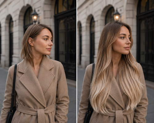 tape on natural human hair extensions her flow PRO TAPE 3 CM - color LIGHT GREY/PLATINUM OMBRE