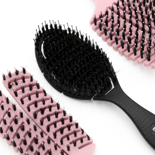 brushMe! brush with natural boar bristles - black - oval