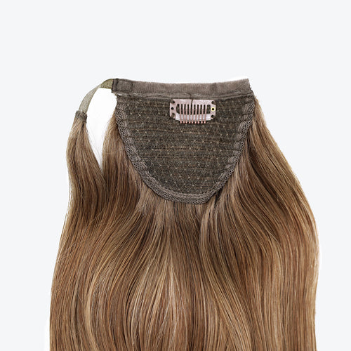 extendMe! human hair ponytail 120g - rooted brown balayage