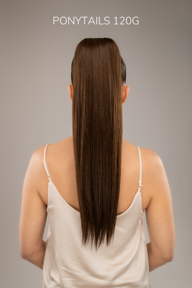 model with human hair ponytail