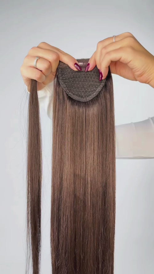 extendMe! human hair ponytail 120g - rooted grey balayage