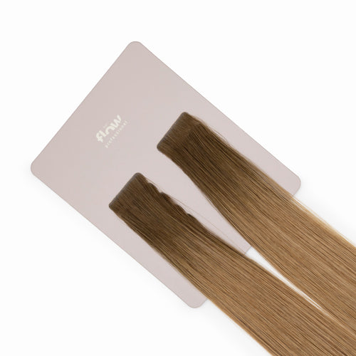 tejpade löshår av äkta hår her flow INVISIBLE TAPE 3 CM - brun med mörkare botten