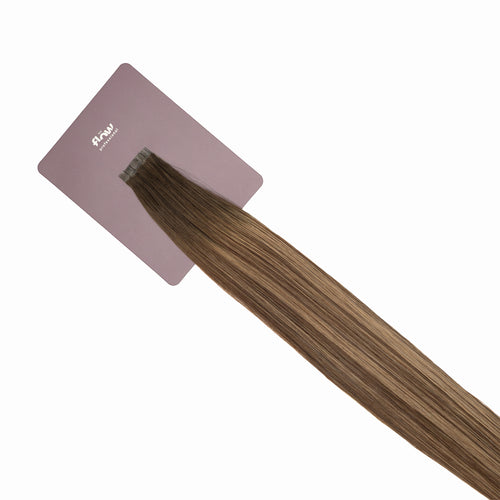 keratin human hair extensions her flow - rooted brown balayage